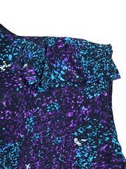 Charlie Jade Women&rsquo;s Size XS One Shoulder Dress Silk Ruffle Black Purple Teal