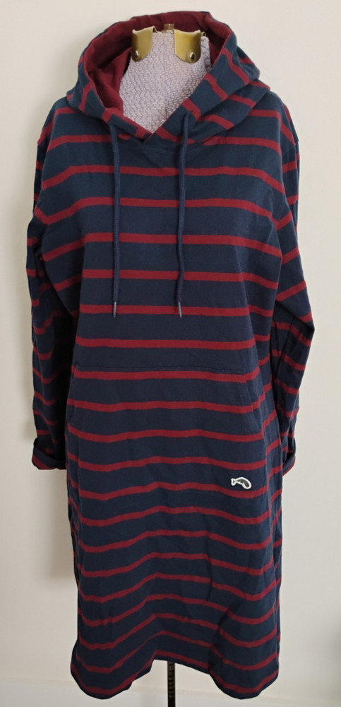 Nantucket Whaler Hoodie Dress Women&rsquo;s Navy Burgundy Stripe Coastal XL EUC