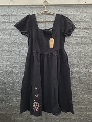 New Disturbia Cybele Cotton Puff Sleeve Split Skirt Midi Dress US Size 12
