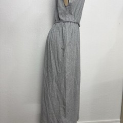 Madison Gray Stretch Pocketed Slit Back Tie Midi Dress Womens Size Large Casual