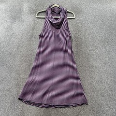 Horny Toad Midi Dress Women Large Purple Striped Cowl Neck Organic Cotton
