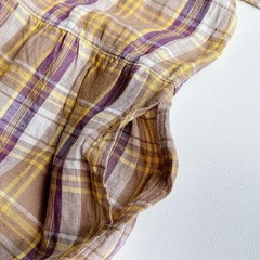 ICHI / ICHI Antiquites Linen Shirt Long Dress Collared Check Exc