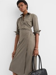 LOFT Poplin Twist Midi Shirt Dress, Size 8 NWT