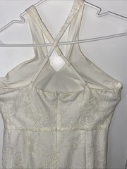 Minuet Lace Applique Mini Halter Dress White Floral Bodycon Women’s Medium