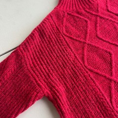 LOFT Women&rsquo;s Sm. Red Cable Knit Mock Neck Long Sleeve Sweater Dress Cozy Holiday