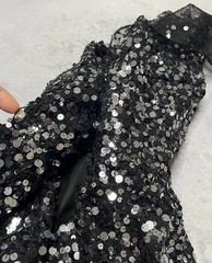 Basix II Nylon Dress 6 Black Silver Sequin Tulle Fit Flare Party Cocktail Skater