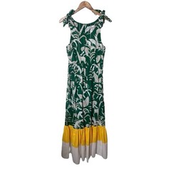 Borgo De Nor Animal Kingdom Green White Yellow Maxi Dress UK 8