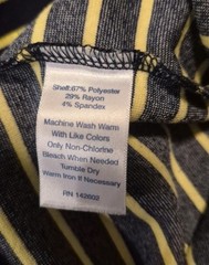 Sail to Sable Women&rsquo;s Navy Yellow Striped Shift Mini Dress M Round Neck 3/4