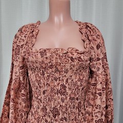 Free People Smock It To Me Mini Dress Women&rsquo;s Size Small Apricot Combo NWT