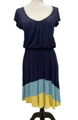 Boden Size US 8 R Color Block Navy Short Sleeve Dress