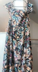 Tropical Floral Maxi Dress Women Size 2XL Lightweight Stretch Waist Flowy