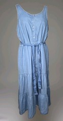 Maxi Prairie Dress, Large, Soft Denim Blue Tank Sundress, 90s