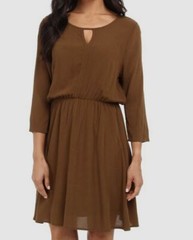 $195 Brigitte Bailey USA Women&rsquo;s Green Round-Neck Keyhole A-Line Drape Dress M