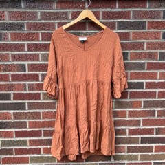 Universal Thread Rusty Orange 1/2 Sleeve Peasant Mini Dress