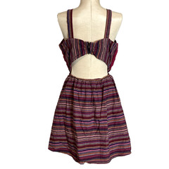 Lucca Couture Striped Button Front Fit & Flare Boho Indie Festival Dress Size M