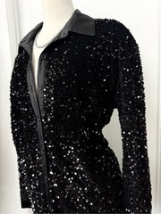 Fashion Nova Black Sequin Shirt mini dress