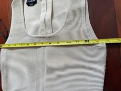 bebe XS/TP Beige Solid Knit Bodycon Dress Scoop Neck Knee Length Zip