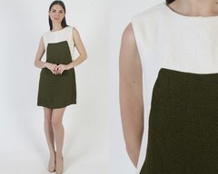 Vintage 60s Colorblock Dress Geometric Scooter Mod Mid Century Rayon Micro Mini