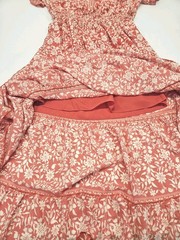 Max Studio NWT Peach Dress Flutter Sleeve Ruffled Floral Tiered Lined Women XL