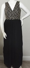 Soieblu Matte Glitter Pleated Layered Maxi Evening Dress Black Plus 1XL – New!