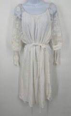 Mile Gabrielle Dress Size L Pullover white rayon sleeves see through