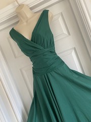 PRETTY MONSOON SIZE 8/10 BOTTLE GREEN FIT & FLARE FINE COTTON PARTY DRESS