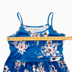 Tiered chest sleeveless dress size M/Poly-Spandex blue, pink, white floral print