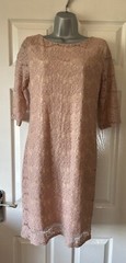 New Look Lace Shift Dress – Dusky Pink – Size 12 – Summer Occassion Wear – VGC