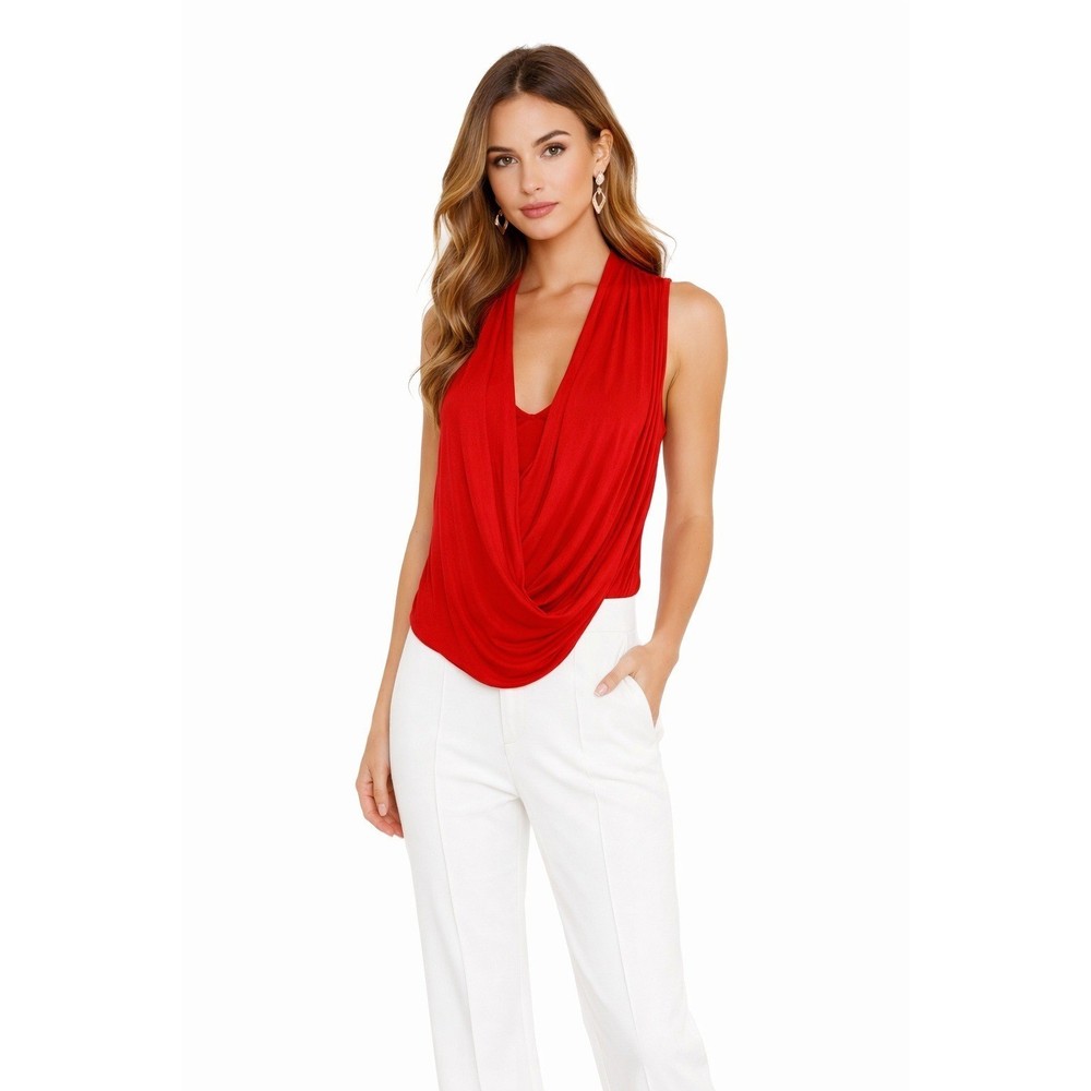 NWOT Helmut Lang Red Draped Sleeveless Top Party Cocktail Night Out Resort S New