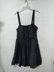 Cider Black Solid Sweetheart Corset Lace Up Ruffle Mini Dress Xl Goth
