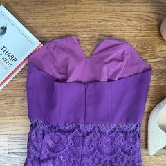 Jarlo Purple Arabella Midi Strapless Lace Dress SIZE MEDIUM