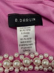 B. Darlin Juniors&rsquo; Women&rsquo;s Pink Imitation Pearl Straight Neck Dress Size 7-8