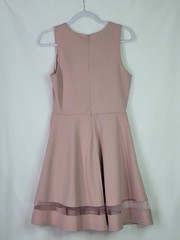 LULUS Social Circle Mauve Pink Mesh Skater Fit & Flare Sleeveless Dress Size Med
