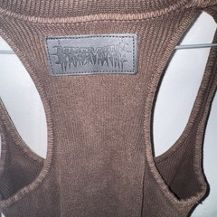 Dolls Kill Darker Wavs Compression Ruched Mini Dress Size large brown Goth NWT