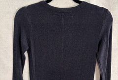 ENZA COSTA Women Ribbed Round Neck Long Sleeves Sweater Dress Sz S/M Blue Winter