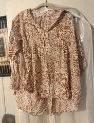 UMGEE Women&rsquo;s L White Brown Animal Print Collared Button Shirt Dress Short