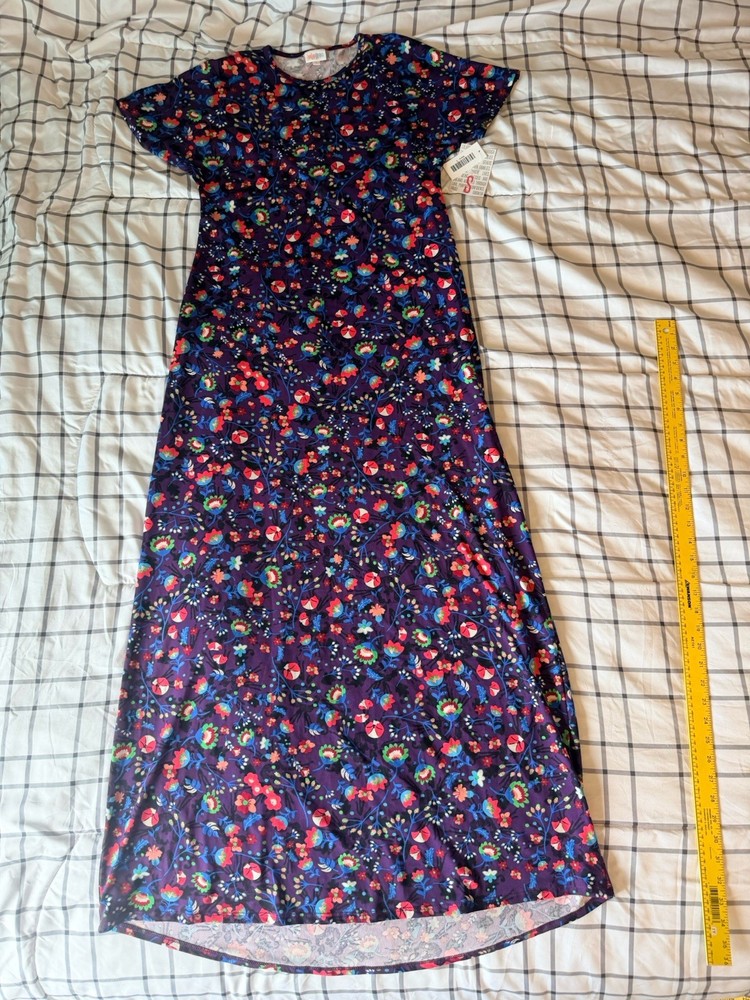NWT Lularoe Dress S Maria Maxi Purple Black, Red Blue Green Floral