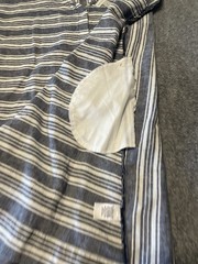 Peyton & Parker Button Back Shift Dress Women M Blue Striped Linen Blend Preppy