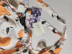 CIDER Lemon Print Ruffle Hem Tie Shoulder Mini Dress XL NWT Smocked Back