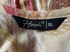 HOOH Pink Tan FOLIAGE Print BUTTON Tie Back NURSING Dress 12 14 L42” ARTY Zips