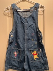 Vintage Kids Disney Winnie the Pooh & Tigger Embroidered Denim Jumper Sz 13
