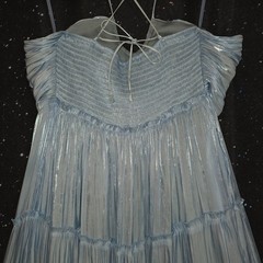 AQUA Dress Sz XL Ice Blue Metallic Ruched Tiered Cami Midi NWT