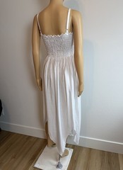 Peaceful People White Spaghetti Strap Smocked Sarong Swimsuit Cover Dress Size S