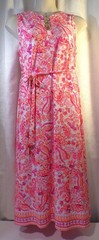 MSK Pink Orange Floral Paisley w/Belt Gold Accents Sleeveless Midi Dress Size XL