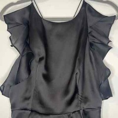 NWT KEEPSAKE THE LABEL FALLING FOR YOU RUFFLE DRESS Sz M $238 BLACK SILK