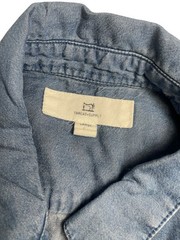 Thread Supply Womens Dress Large Chambray Button Up Drawstring Waist Pockets