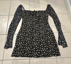 NWT Princess Polly Dyer Sheer Long Sleeve Mini Dress Black Floral size 6