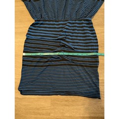 Nicole Miller Studio Dress Womens Small S Blue Black Striped Ruched Dolman Min