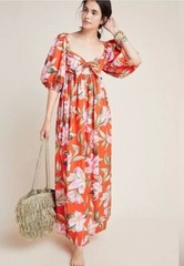 Mara Hoffman Swim Violet Dress in Lilly Floral Size Small Tropical Coastal Beach
