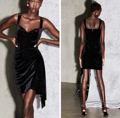 Saylor Nollie Velvet Rainbow Rhinestone Mini Dress Black Womens Medium NEW Ae21